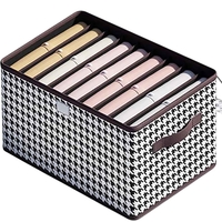 Cutie De Depozitare, Flippy, Pentru Haine, Lenjerie, Sosete Si Sutiene, Material Textil, 9 Compartimente, 44x30x20 cm, Culoare Alb-Negru