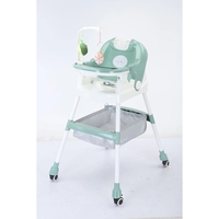 Scaun de Masa pentru Copii, Flippy, Multifunctional, Pliabil, cu Roti, Cos de Depozitare, din Plastic, Centura de Siguranta, Suport de Agatat Jucarii, 110 x 60 x 70 cm, Verde