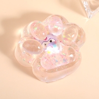 Jucarie Antistres Squishy, Flippy, cu Revenire Lenta, Squeeze Pinch Family, Model Cat Paw, 6.5 x 7 cm, din Tpr, 4-6 Ani, Model 1 Figurina, Transparent