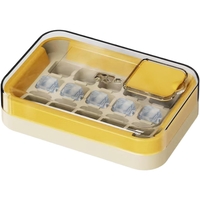 Cutie Gheata, 15 Cuburi, Cu Sistem de Presare Spate, Capac de Umplere și Evacuare, 1 L, 16.5 x 11.2 x 4.5 cm, Galben