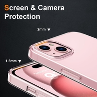Husa de Protectie din Silicon, pentru Apple iPhone 15, PC, Antisoc, Rezistenta la Impact, Transparenta