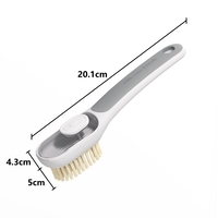 Perie Multifunctionala 2 in 1, Flippy, Perie Densa/Perie din Piele de Caprioara, cu Recipient Lichid, Maner Lung, 20.1x 4.3 x 5 cm, Gri