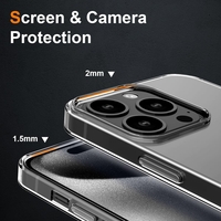 Husa de Protectie din Silicon, pentru Apple iPhone 15 Pro Max, PC, Antisoc, Rezistenta la Impact, Transparenta