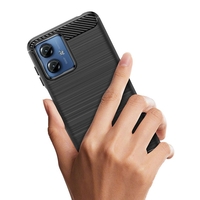 Husa de Protectie pentru Motorola Moto G14, Flippy, Protectie 360, din TPU cu element de Carbon, Anti Alunecare, 1.8 mm, Negru