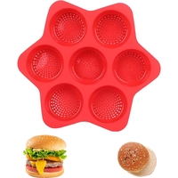 Forme de Silicon pentru Copt, Flippy, 7 Forme Rotiunde, pentru Burgeri si Prajituri, 38.5 x 4 cm, Rosu