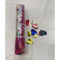 Tub de Confetti, Flippy, Party Popper, 20x5 cm, Confetii Inimioare din Aluminiu, Multicolor