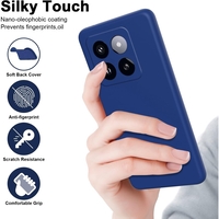 Husa de Protectie, Flippy, pentru Xiaomi 14, Liquid Silicone, cu Microfibra pe Interior, Protectie Antisoc, Compatibil Incarcare Wireless, Albastru
