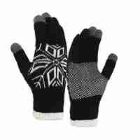 Manusi de Barbat, Flippy, Model Fulg, Functie Touchscreen (ecran tactil), Material Acril Tricotat, Manseta Elastica, Interior Catifelat, Marime Universala, Negru
