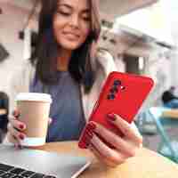 Husa de Protectie, Flippy, pentru Samsung Galaxy A35, Liquid Silicone, cu Microfibra pe Interior, Protectie Antisoc, Compatibil Incarcare Wireless, Rosu