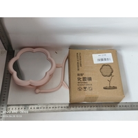 Oglindă de Machiaj pentru Birou, Flippy, Rotativă, Detasabilă, Model de Floarea Soarelui, Suport pentru Inele, cu Depozitare, Roz