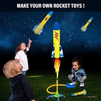 Jucarie pentru Copii, Flippy, Lansator de Rachete cu Piciorul, un Singur Lansator, 3 Rachete cu Lumini, 40.5 cm Inaltime, Multicolor