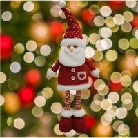 Figurina Decorativa, Pentru Craciun, Flippy, Mos Craciun, Picioare Telescopice, Inaltime Reglabila 44-54cm, Caciula cu Inimioare, Alb/Rosu