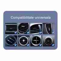 Suport Auto Telefon Flippy, Prindere Grila Ventilatie, Tija Fixare Reglabila, Rotativ 90 grade, Design Modern, Detalii Fine, Material Plastic si Silicon, 11 x  8.5 cm, Model 3, Negru