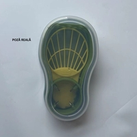 Recipient de Depozitare Avocado 5in1, Flippy, Etans, pentru Frigider, din Plastic, Dispozitiv de Taiat, Curatat, Feliat, 14x4x7 cm, Verde