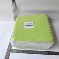 Set 10 Piese Covor tip Puzzle, Flippy, Spuma EVA, Pufos, 30 x 30 x 1 cm, Verde