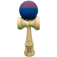 Kendama X Originala, Flippy, 18 cm, Profesionala, +9 Ani, din Lemn, Model 2 Culori, Albastru/Mov