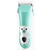Masina De Tuns Bebelusi si Copii, Flippy, Display Digital, Lame Cermice si Inox, Fara Fir, Functie Anti Taiere, Silentios, 50 W, Rezistent la Apa, 2 Accesorii, Incarcator USB, Model Ursulet, Verde