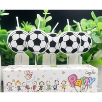 Set 5 Lumanari de Tort, Flippy, Model Mingi de Fotbal, 3.5 cm, din Ceara, Alb/Negru