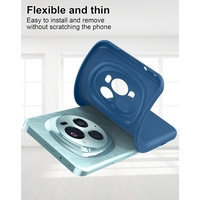Husa de Protectie, Flippy, pentru Honor Magic 5 Pro, Liquid Silicone, cu Microfibra pe Interior, Protectie Antisoc, Compatibil Incarcare Wireless, Albastru