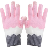 Manusi de Dama, Flippy, Model Ondulat, Functie Touchscreen (ecran tactil), Material Acril Tricotat, Manseta Elastica, Interior Catifelat, Marime Universala, Roz/Gri