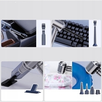 Aspirator Portabil Auto, Flippy, pentru Casa si Masina, 3 Viteze, Incarcator Tip-C cu Incarcare Rapida, Tub Prelungitor, 2000mAh, 7 Capete de Aspirare si Suflare, 21x20x6.5 cm, Negru