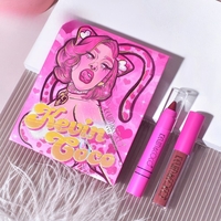 Set 4 Produse de Machiaj, KEVIN & COCO, Pink Loving-heart Leopard Girl, 18 culori, 20.5 x 18.2 x 2.2 cm