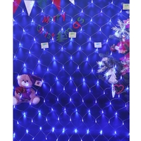 Instalatie Craciun, Tip Plasa, 14 m x 2 m, 1120 LED-uri, Albastru, 8 jocuri de lumini, Transformator cu telecomanda, Interconectabila, Prelungitor 3 m inclus, Fir transparent, Flippy