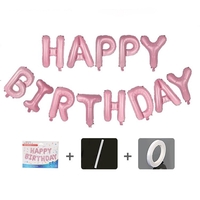 Set 13 Baloane Folie, Flippy, Tip Ghirlanda, Model Happy Birthday, 40 cm, Roz Deschis