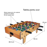 Masa de Fotbal cu Teren si 18 Jucatori Flippy, 6 Manere, cu Tablou pentru Scor, din Metal, Lemn si ABS, 69 x 36.5 x 23 cm, cu Picioare, pentru copii/adulti