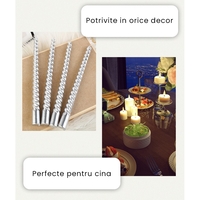 Set 4 Lumanari pentru Masa, Cina, Decor, Flippy, Model Rasucit, Lungime 25 cm, Verde