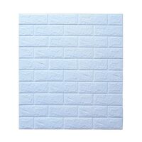 Set 10 Stickere de Perete, Flippy, Autoadezive, 70 x 77 cm, 3.5 mm Grosime, Suprafata Acoperita 5.3 mp, din PVC, Model Caramida, Albastru Deschis