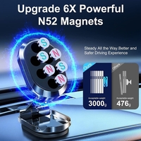Suport auto magnetic multifuncțional Flippy, Universal, compatibil cu toate dimensiunile de telefon, negru