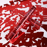 Tub de Confetti, Flippy, Party Popper, 30x5 cm, Confetii Lucioase Rezistente la Foc, Eliberare prin Rasucire, Rosu