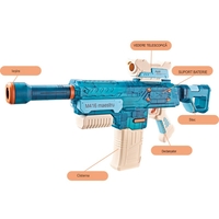 Pistol cu Apa Electric, Flippy, +6 Ani, Rezervor 500 ml, Incarcare USB, din Plastic, 69 x 5.5 x 30 cm, Albastru