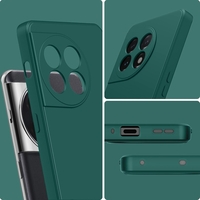Husa de Protectie, Flippy, pentru OnePlus 11 5G, Liquid Silicone, cu Microfibra pe Interior, Protectie Antisoc, Compatibil Incarcare Wireless, Verde