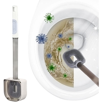 Perie de Toaleta, Flippy, cu Recipient pentru Detergent, din Plastic+TPR, Montare fara Perforare, 40 x 9 cm, Alb