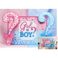 Banner pentru Petrecere, Flippy, Model Girl or Boy, Tematica Gender Reveal, 150 x 100 cm, Albastru Roz