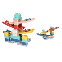 Set piese pentru constructie, Flippy, Rampa auto, 30 piese, Masinute incluse