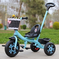 Tricicleta pentru Copii, Flippy, Tricicleta Model Mickey, Ghidon cu Cos pentru Depozitare, Maner Impingere, Varsta 1-5 Ani, 80 x 60 x 53 cm, Albastru