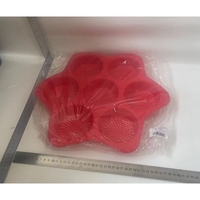 Forme de Silicon pentru Copt, Flippy, 7 Forme Rotiunde, pentru Burgeri si Prajituri, 38.5 x 4 cm, Rosu