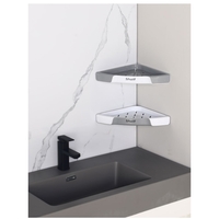 Suport Depozitare, Flippy, din Plastic, Montare fara Perforatii, pentru Baie/Bucatarie, 28 x 39 x 4.5 cm, Gri
