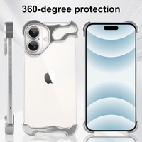 Husa Metalica Compatibila cu iPhone 16 Plus, Flippy, Protectie pentru Colturile Telefonului si Camera, Aliaj, Antisoc, Antizgariere, Argintiu