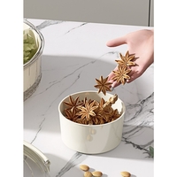 Cutie de Depozitare pentru Alimente, Flippy, cu 6 Compartimente, pentru Condimente, Fructe, Legume, cu Manere de Prindere, Rotativa 360 de Grade, Inchidere Ermetica, 32x8 cm, Alba