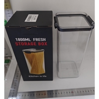Recipient din Plastic, Flippy, pentru Alimente/Obiecte, Inchidere Ermetica, 10.2 x 24.2 cm, 1800 ml, Transparent