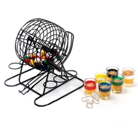 Joc Mini Loterie Flippy, Bingo, cu Pahare de Shot din Sticla, 20 x 20 x 19 cm, 48 Bile, Negru