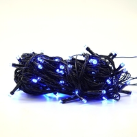 Instalatie de Craciun liniara Yoto, 10 m, din care 1 m cablu priza 220V, 100 LED, 8 jocuri de lumini, controler, fir negru, albastru