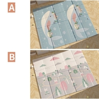 Covoras pentru Copii, Flippy, cu 2 Fete, Model Balene/Iepurasi, din XPE+PE, Impermeabil, Antiderapant, Protectie Termica, +3 Luni, Pliabil, 150 x 200 x 1.5 cm, Multicolor