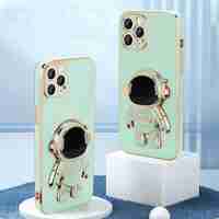 Husa de Protectie TPU 2in1, Flippy, pentru Apple iPhone 14 Pro, Astronaut cu Suport, Antisoc, Rezistenta la Impact, Protectie Camera, Verde