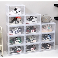 Organizator de Pantofi, Flippy, din PP+ABS, Usa Laterala Magnetica, Rezistenta la Praf, Anti-Oxidare, Utilizare Multipla, 36 x 28 x 21 cm, Transparent