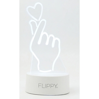 Lampa LED decorativa, Flippy, 3D, Mana si Inima, din material acril si lumina multicolora, alb